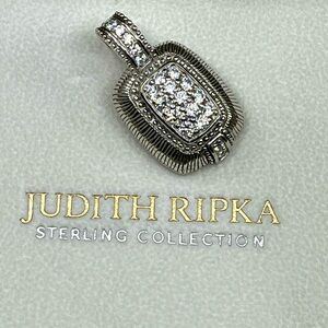 Vintage Judith Ripka Sterling Silver CZ Cluster Enhancer Pendant